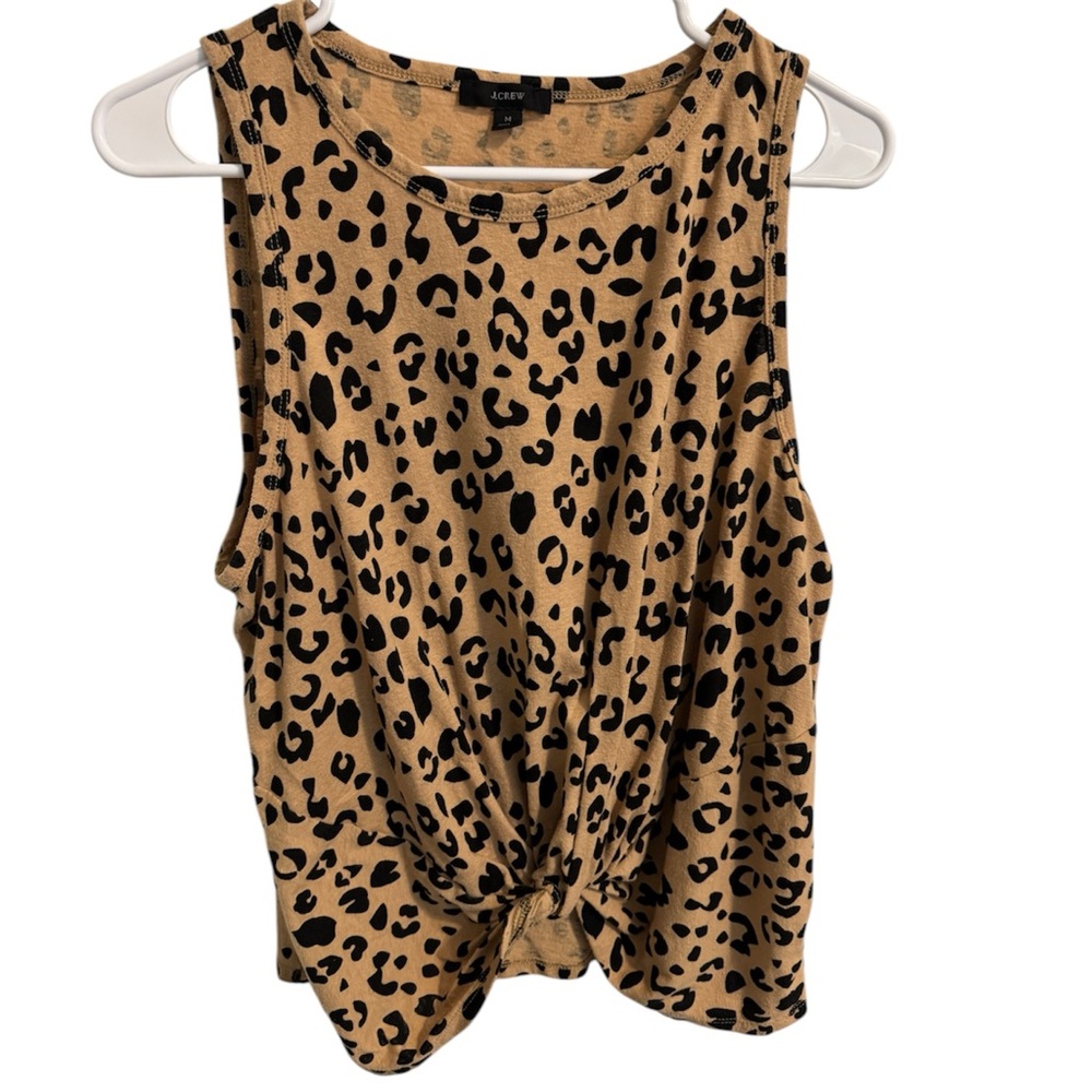 J. Crew Slub twist-front tank in leopard Size Medium